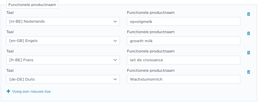 Kies een functionele product naam in My Product Manager