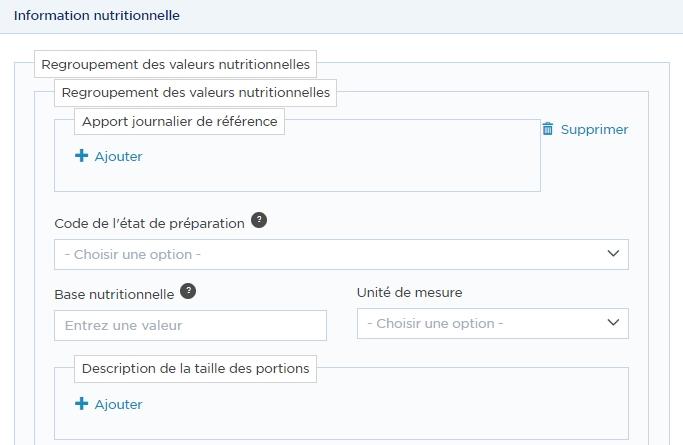 Valeurs nutritionnelles 12