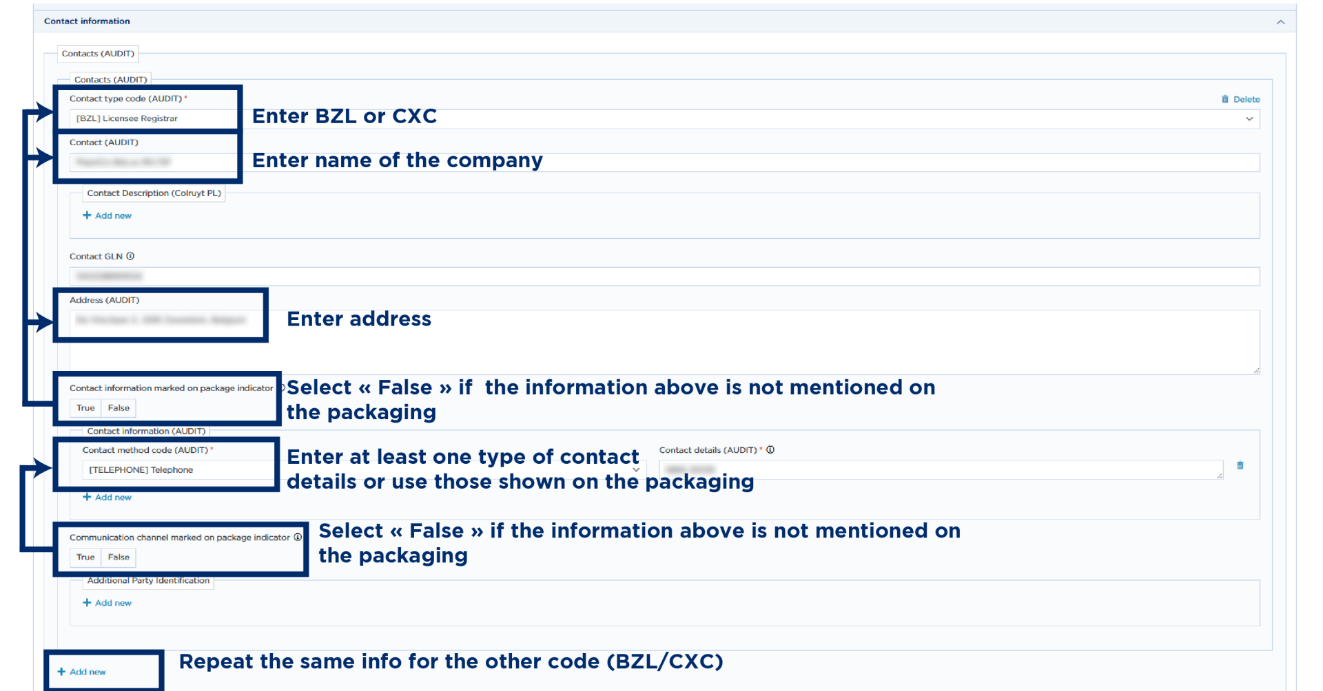 Contact information and GPSR