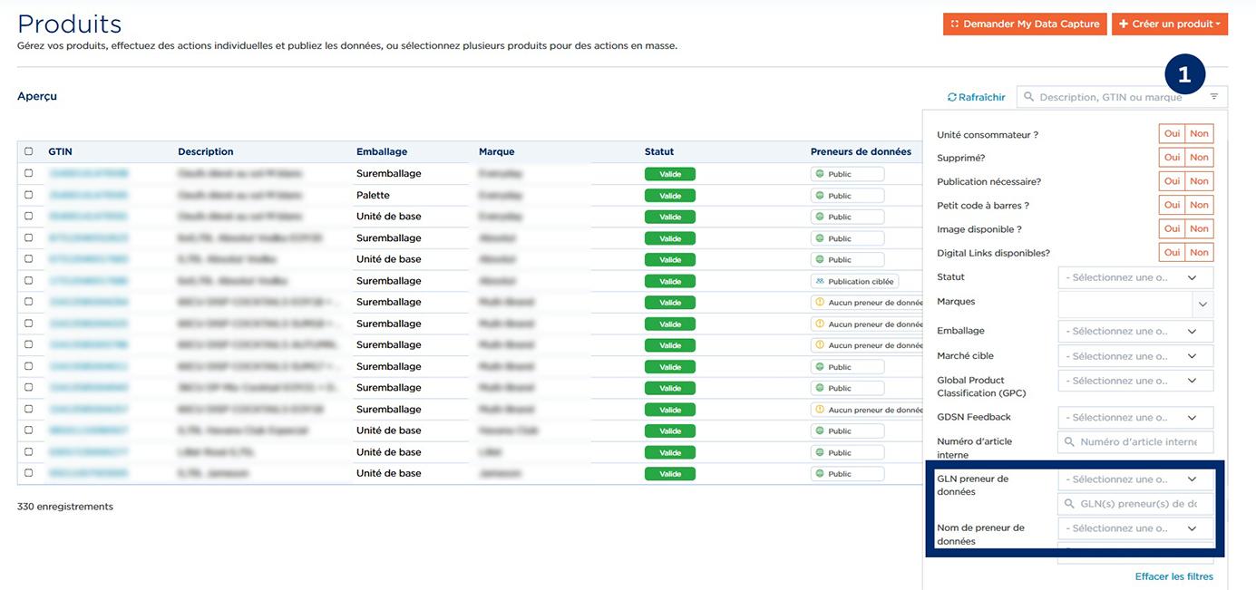 Options de filtrage
