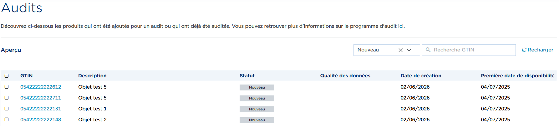 Audits bulk FR1